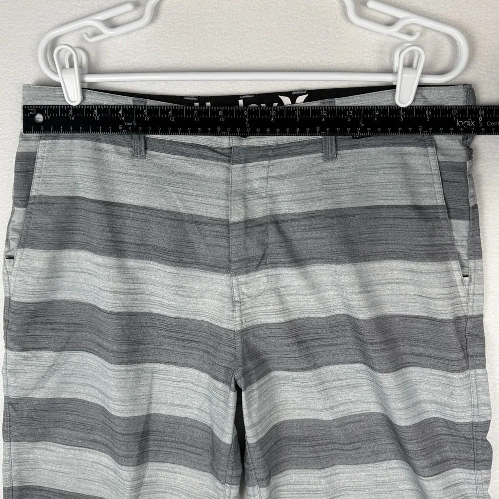 Hurley Phantom Mens 33‎ Grey Striped Hybrid Board Shorts Chino Beach Surfer